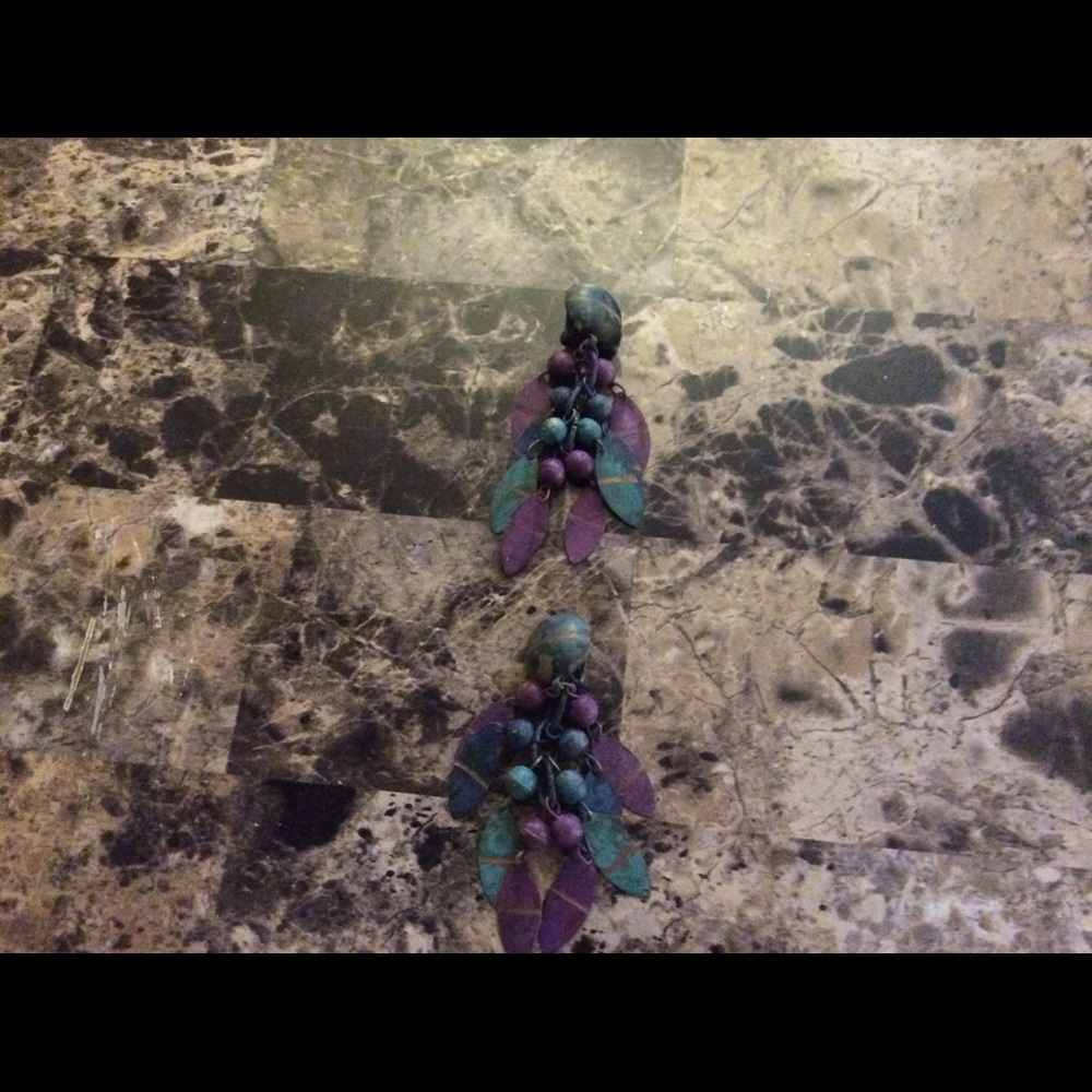 Purple and teal earrings